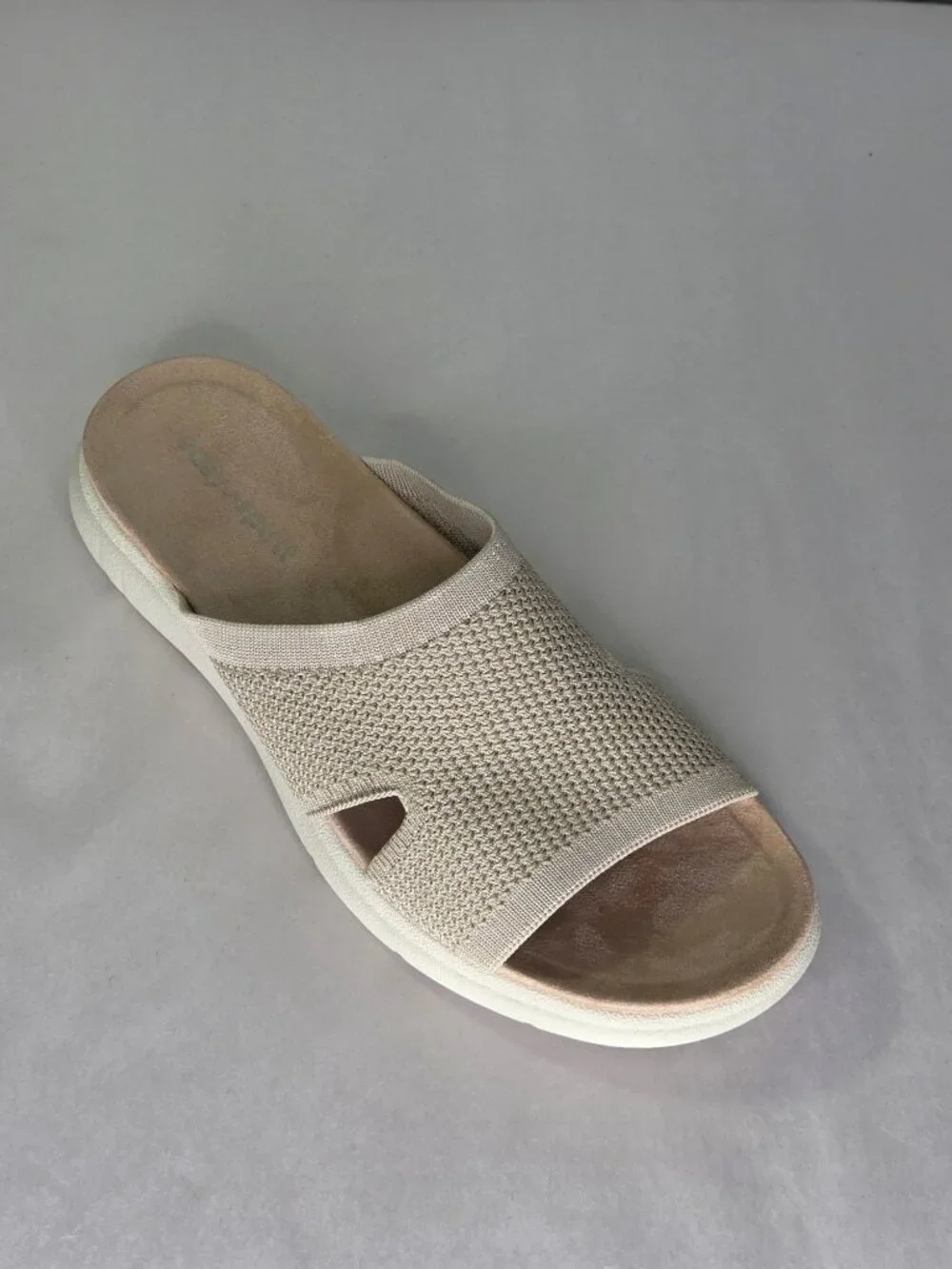 Easy Spirit Amari Sporty Flat Slide Sandals - Light Natural
